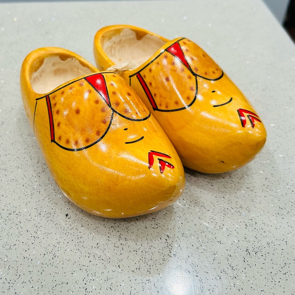 Hand Painted Wooden Clog Shoes~Size Kids 14.5~Dutch‎ Traditional~Hand Carved